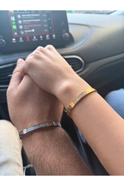 GLANZEND 2 Pcs Ayetel Kürsi Bracelet Gold and Silver Color Stainless Steel Ad...
