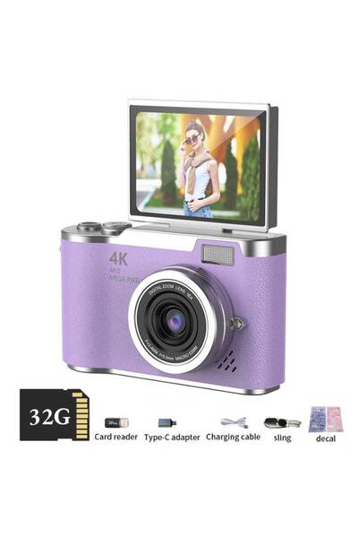 Choice6 purple 4K Digital Camera Beauty Filters 48MP HD Student CCD Camera CM...