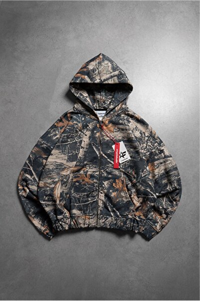 Crupt Studio Real Tree Erkek Crop Zip Hoodie Ceket