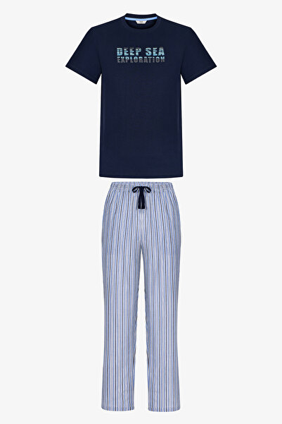 Penti Men's Big Blue Sea Striped Short Sleeve Pajama Set