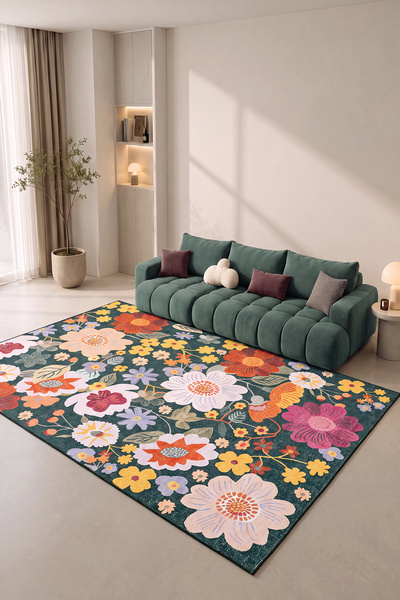 Cool Halı Coloris Renkli İnce Vintage Çiçek Bahçesi Salon Balkon Mutfak Genç ...