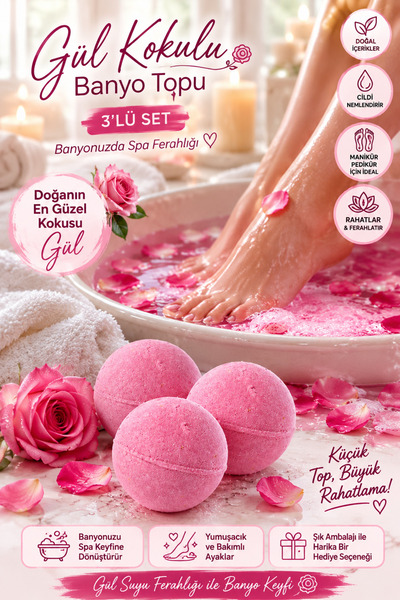 bath box Bathbox 3'lü Banyo Topu Ve Nem Bombası Jakuzi Küvet Manikür Topu Set...