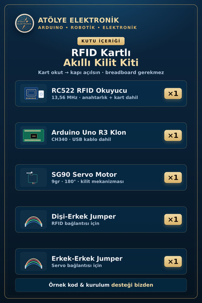 Genel Markalar Arduino RFID Akıllı Kilit Proje Kiti | RC522+Servo+Uno | STEM + Örnek Kod