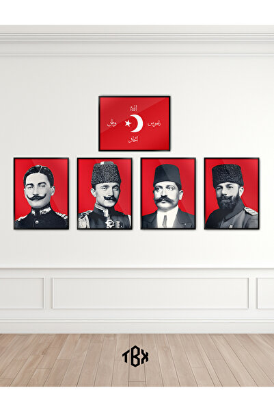 tablomaxtbx 5 Parça İttihat ve Terakki Enver Paşa Atatürk Türk Tarihi Çerçeve...