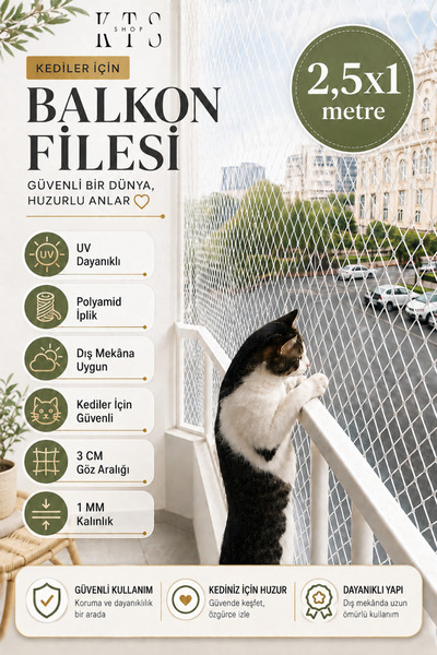 KTS SHOP 2,5x1 Metre | Balkon Güvenlik Filesi | Kedi Pencere Filesi | Balkon ...