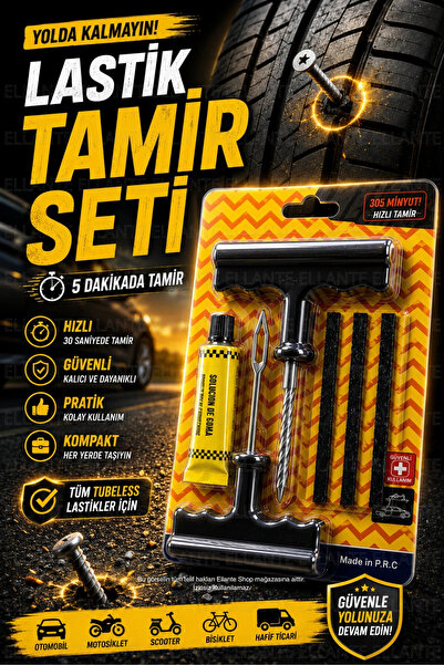 ellante LASTİK YAMA TAMİR SETİ Patlak Lastiklere Hızlı ve Güvenilir Çözüm