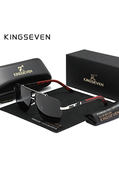 choice2 نظارات شمسية فاخرة جديدة من KINGSEVEN باللون الرمادي الفضي للرجال، إط...