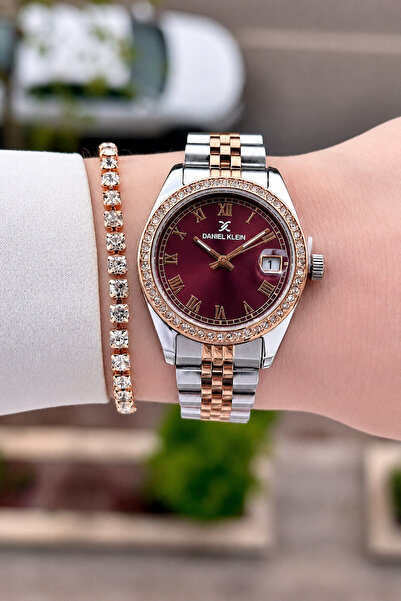 Daniel Klein Kadranı Bordo Kordonu Bakır Silver Renk 32,5 mm 24 Ay Garantli K...