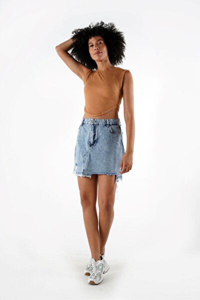 ALEXANDERGARDI FİTİLLİ ASİMETRİK CROP BLUZ (B24-008701)