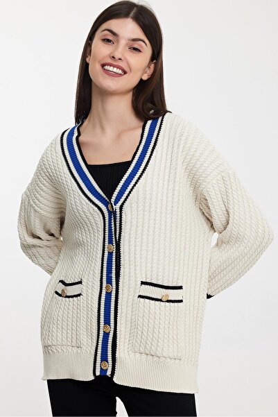 ALEXANDERGARDI STRICK CARDIGAN WITH STRIPES ON COLLAR(A92021-S)