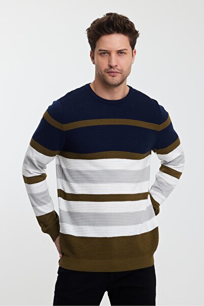 ALEXANDERGARDI Crew Neck Color Blocked Men's Sweater (E23-6710)