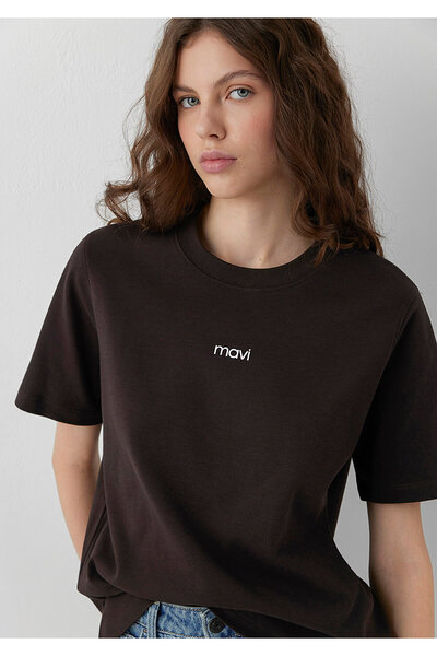 Mavi Logo Printed Brown T-Shirt Regular Fit / Normal Cut 1612829-70240