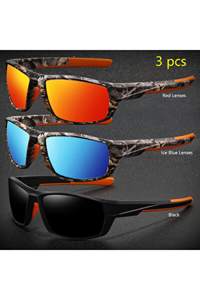 choice2 Red-IceBlue-Black 3PCS Fashion Camouflage Frame Vintage Fishing Cycli...