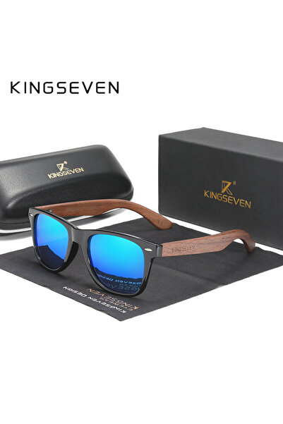 Choice3 Blue KINGSEVEN Walnut Men's Sunglasses Wood Splicing Frame Polarized ...