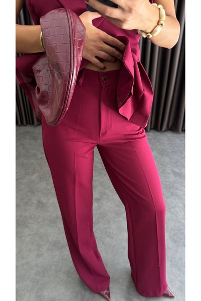 ZF BUTİK Double-Breasted Collar with Pleated Detail Two-Piece Suit