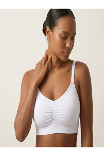 MİSTİRİK Pisun Adjustable Strap Sports Bra Corset Anti-Sagging Bra White Color