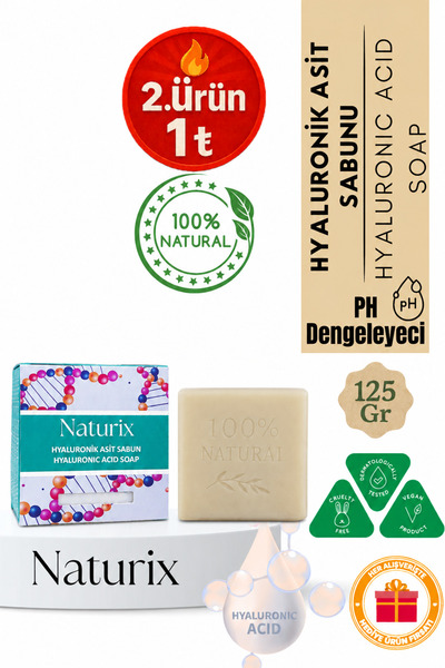 Naturix Hyaluronic Acid Soap 125 Gr |   Ph Balancing, Anti-Wrinkle & Purifying