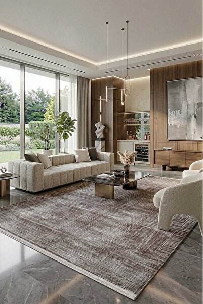 Frenda Alya Modern İtalyan Tasarım Makine Halısı Al01 Kahve
