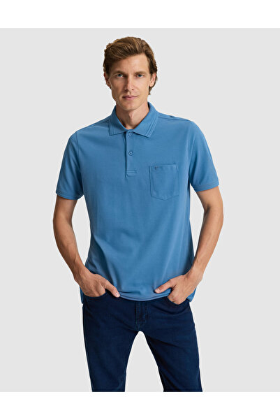 Pierre Cardin Tricou basic cu guler polo și buzunar, 100% bumbac, croială nor...