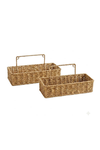 Go İthalat 2’li Duvar Askılı Plastik Rattan Organizer – Dikdörtgen Hasır Görü...