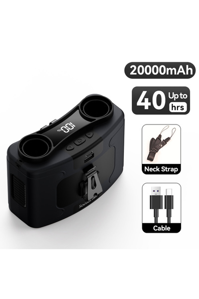 Choice1 Black Socool 20000mAh Portable Waist Fan Dual Air Outlet 10 Gear Spee...