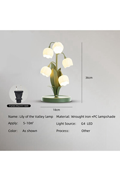 Choice green US Plug , Vintage floral table lamp , 5 lily nightstand lamp in ...
