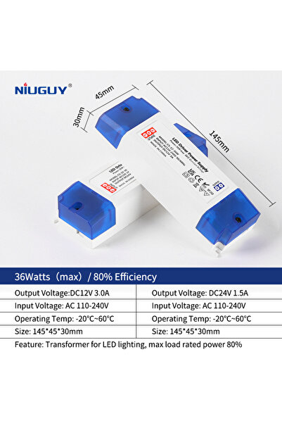 Choice DC 12V 36W LED Lighting Transformer 100W 80W 60W 36W 24W 12W Drive Pow...
