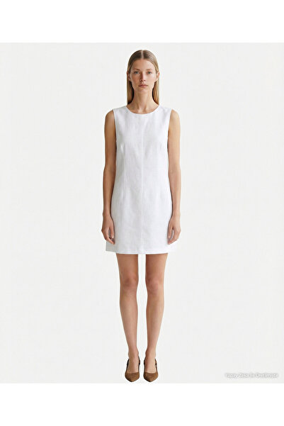 Yargıcı A Form Kayık Yaka Sleeveless Dress