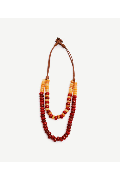 Yargıcı Two Rows Long Wooden Necklace