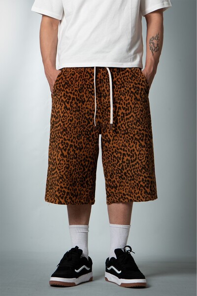 Plus Eighteen Safari Leopard Baggy Fit Men's Shorts