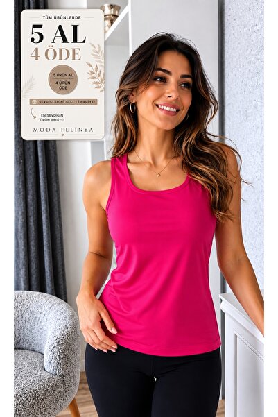 moda felinya KADIN ASKILI KARE YAKA FUŞYA RENK BODY ATLET