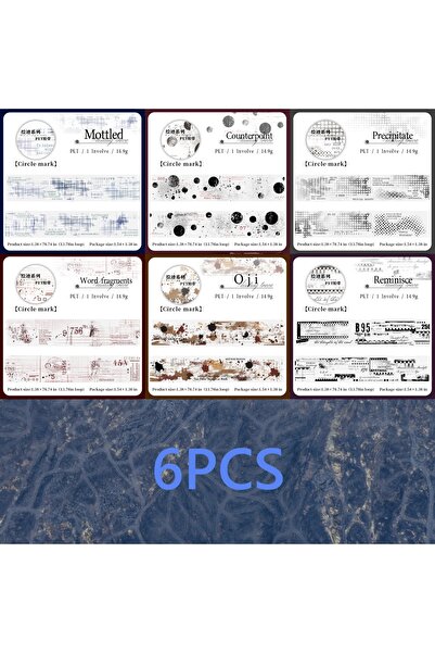 Choice 6 rolls 6-roll set 3.5cm×200cm Mottled Collage Theme PET Tape Combinat...