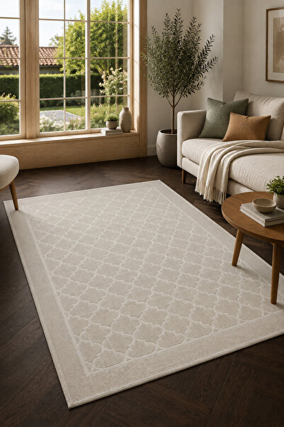 Çelsa Home Dora Bukle Lüks Pamuklu, Makinede Yıkanabilir Kilim Krem 70x150 Cm...