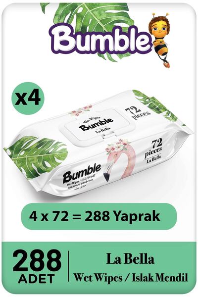 Bumble La Bella Wet Wipes 72 Sheets 4 Pack