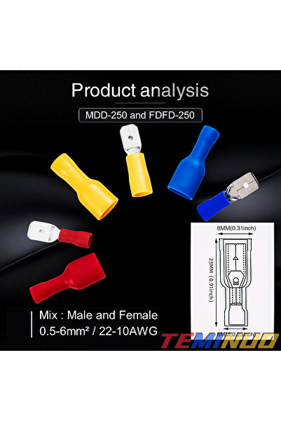 choice2 80pcs-Mix In Bag 160/80/60pcs fully insulated female & male spade con...
