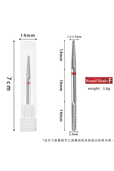 Choice Round F Double Head Cuticle Drill Bit 3/32" Professional Pointed/Round...