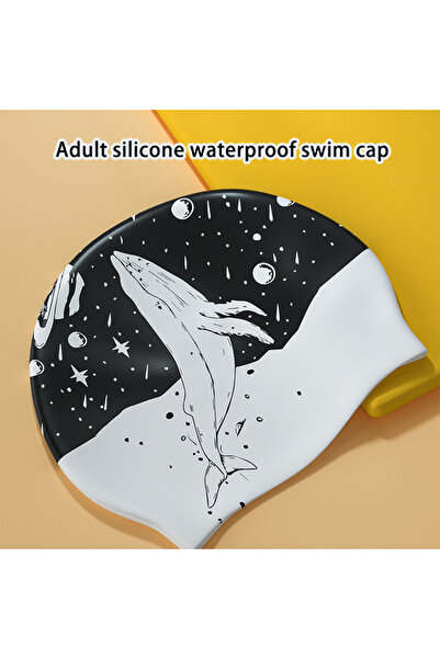 Choice White-Black Latex Adult Swim Cap for Women and Men - Training and Recr...