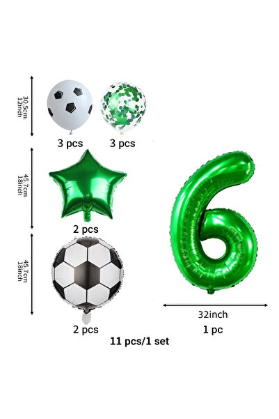 Choice NUMBER 32inch GREEN32-6 11 Pcs Football Theme Party Decoration balloon...