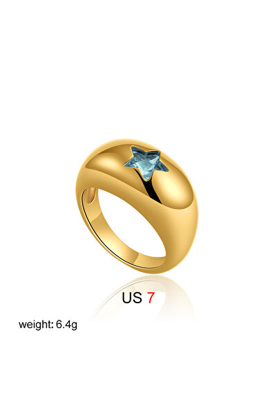 Choice T250 2 Waterproof 18K Gold Color Chubby Star Rings for Women Sleek Sta...