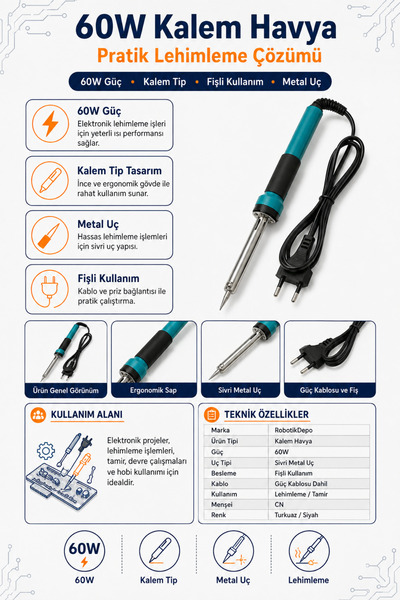 RobotikDepo 60W Kalem Havya