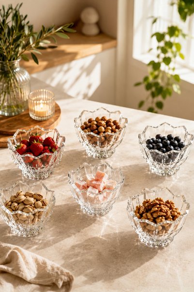 Porsima Torina 6-Piece Glass Bowl Pudding Dessert and Ice Cream Bowl Breakfast Bowl Set Snack Bowl 200ml