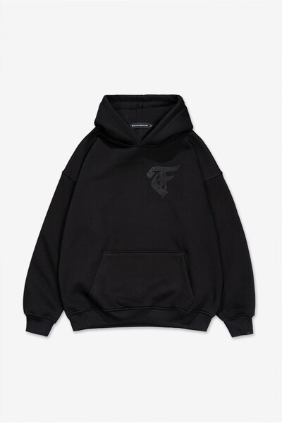 Fadeback Rhinestones Gümüş Taşlı Goth Oversize Hoodie