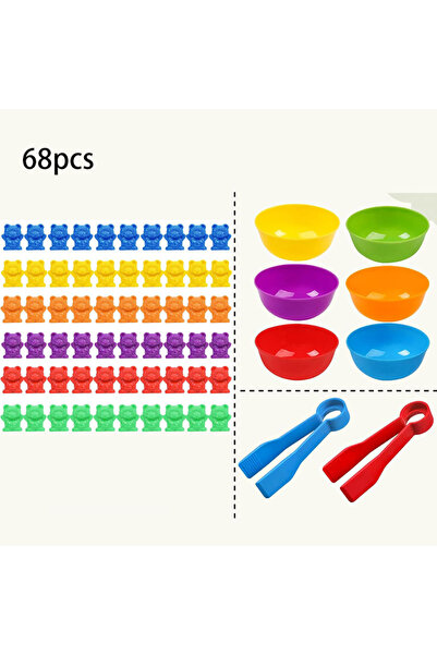 Choice 68pcs set Counting Bears Matching Games Color Sorting Bowls Tweezers P...