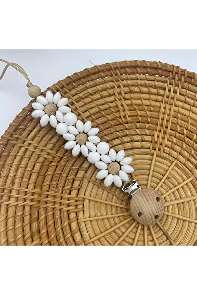 Choice1 White Baby Pacifier Clip Flower Soother Clip Handmade Silicone Dummy ...