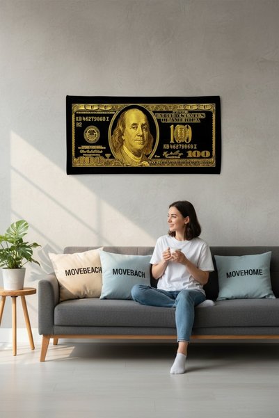 move home Dolar Desenli Kumaş Duvar Örtüsü,duvar Halısı