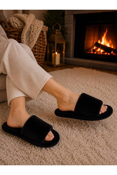 fluffy Soft Plush Fabric, Non-Slip Thermo Sole, Open Front Women's House Slip...