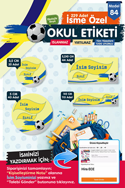 t tuğset etiket Okul Etiketi Kalem Defter Etiketi Özel Isim Yazılabilen Etike...