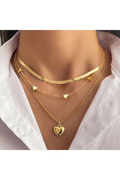 Choice YF5482-1 New Fashion Chain Love Pendant Multi Layer Necklace, Women's ...