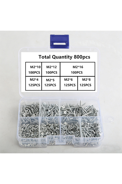 Choice 800Pcs Box Set of 800 Self-Tapping Wood Screws, M2 Phillips Flat Head ...