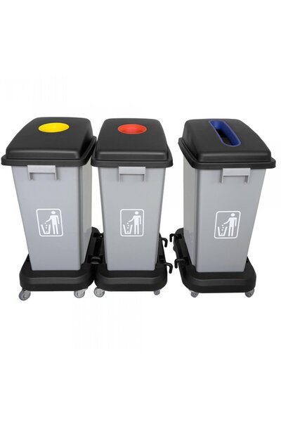 LİMPİO Cos gunoi colectare selectiva B2-020,60L, Albastru-Rosu-Galben